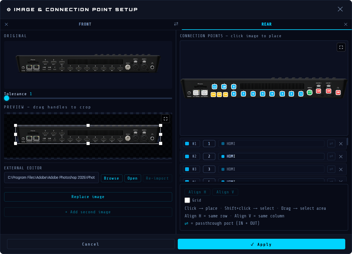 Port configuration in Wires