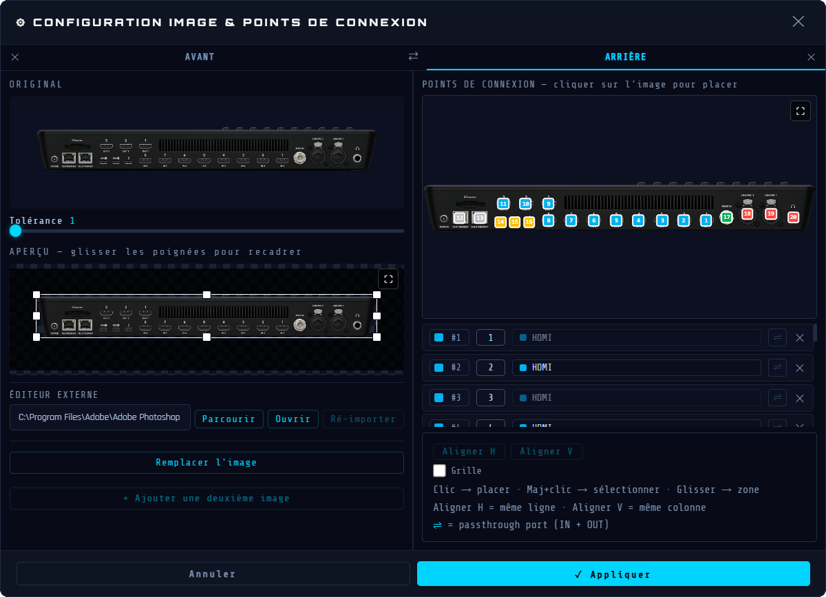 Configuration des ports dans Wires
