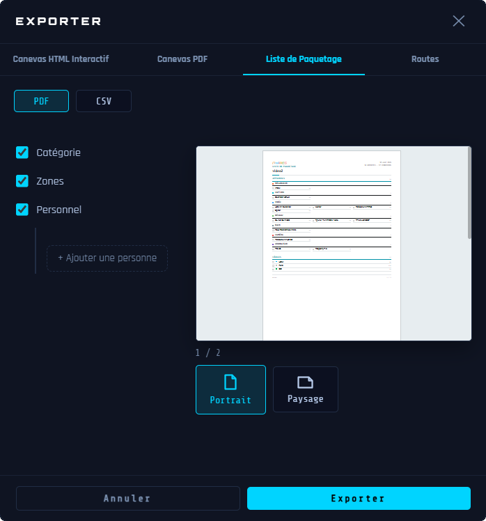 exporterPacklist